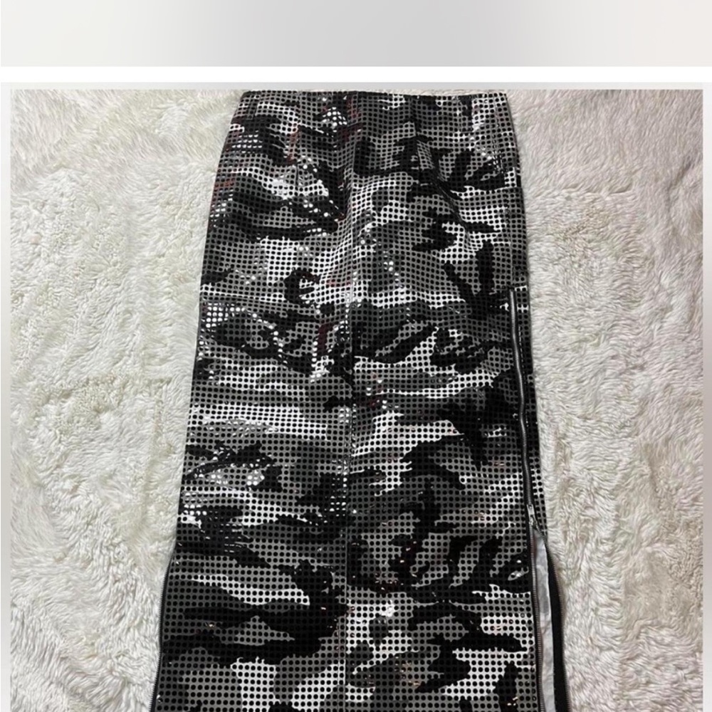 Vintage Lip Service Sequin Camo Maxi Skirt